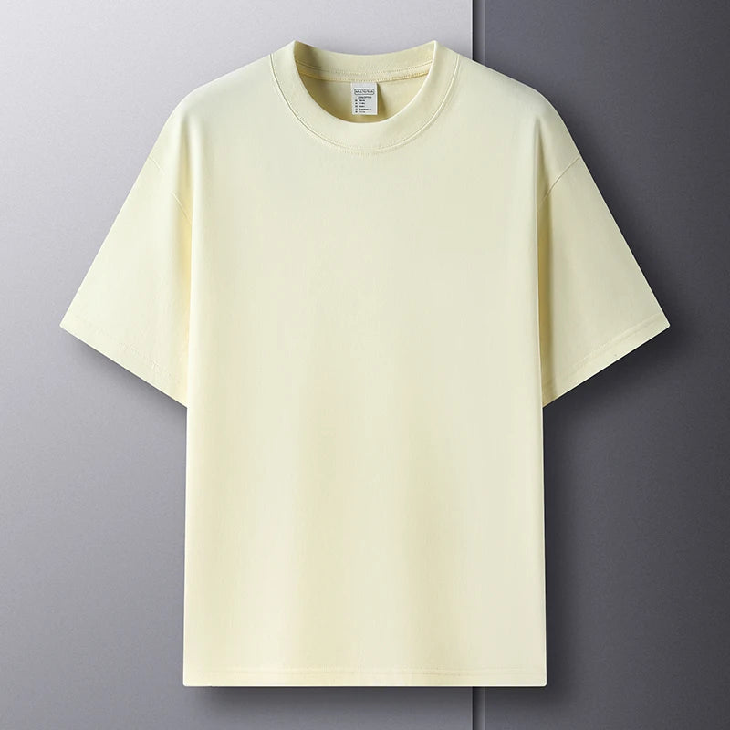 Men’s Summer Cotton T-Shirt – Casual, Loose Fit, Double Line Design