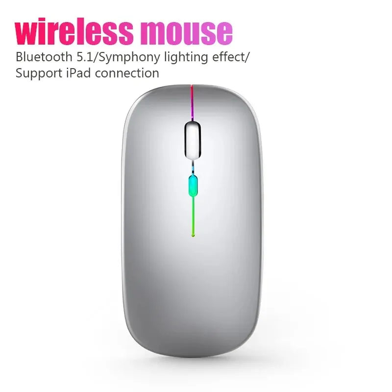Wireless RGB Rechargeable Bluetooth Mouse — LED Backlit Ergonomic Gaming Mouse for Laptop & PC, 3600 DPI