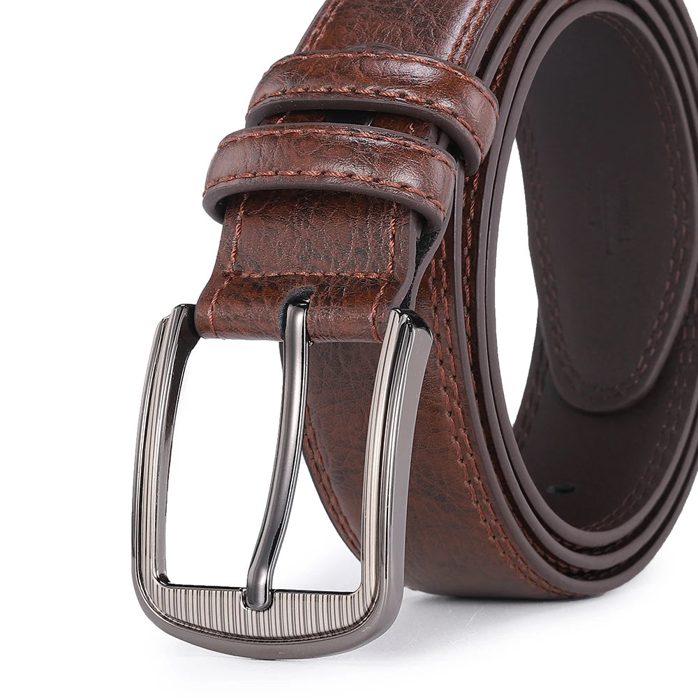 Men's Genuine Leather Pin Buckle Belt – Casual & Business, High-Quality Cowhide