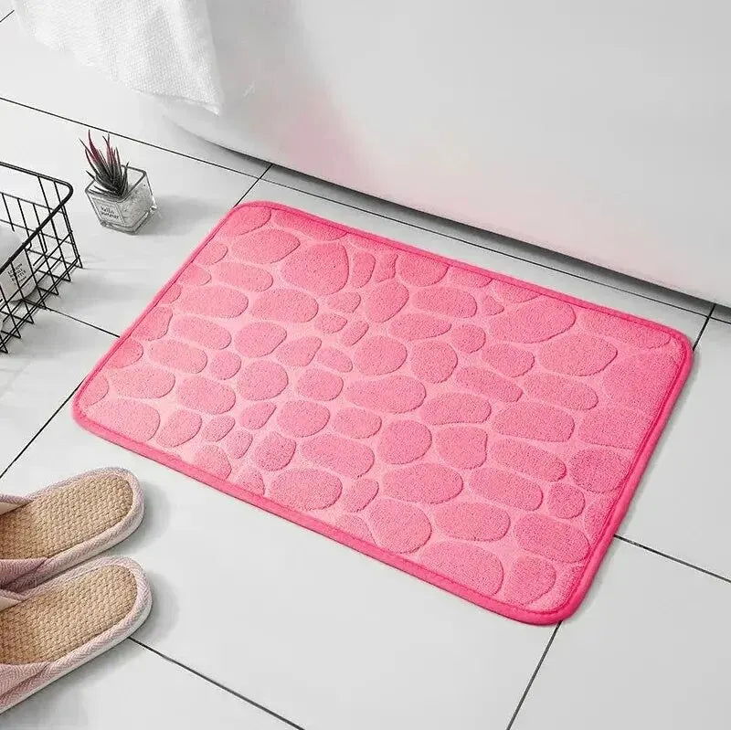 1pc Embossed Fiber Carpet — Anti-Slip Pebble Floor Mat for Bathroom & Living Room