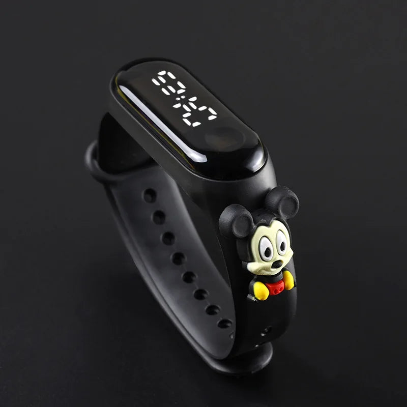 Kids' Fashion LED Watch – Mickey & Spiderman Design, Waterproof Sports Bracelet