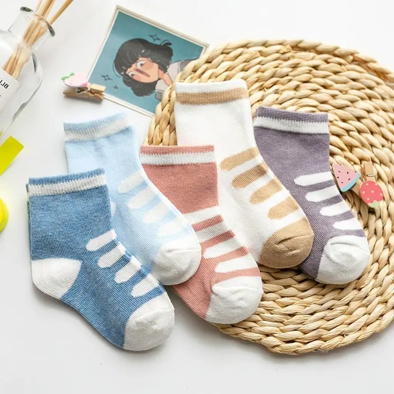 5 Pairs Baby Socks Cotton Cartoon Animal Cute Toddler Kids Socks for Boys & Girls 0–6 Years