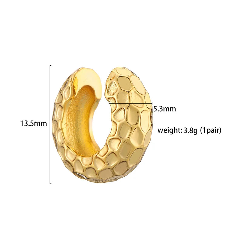 HECHENG Gold Round Clip-On Ear Cuff for Women – Non-Pierced Jewelry