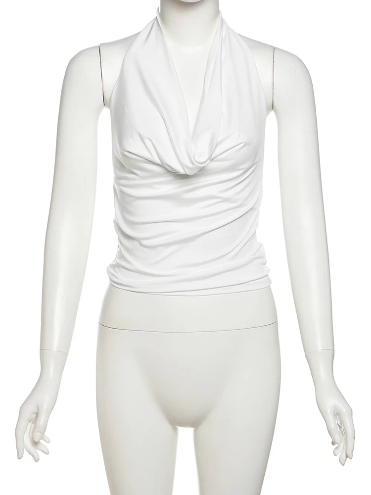 NIBBER Backless Halter Swing Collar Mini Top