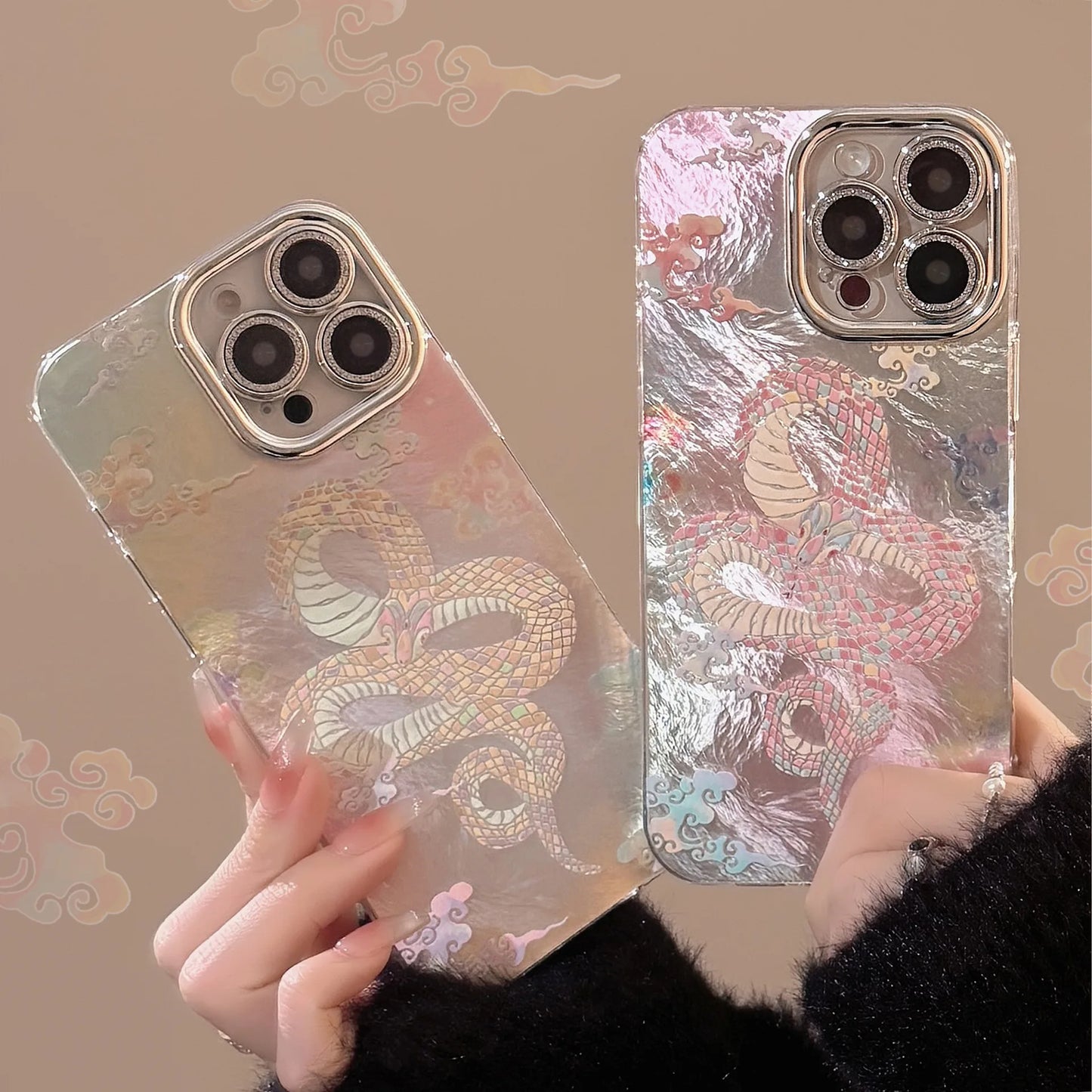 2025 Chinese Auspicious Snake iPhone Case – Shockproof Protective Cover