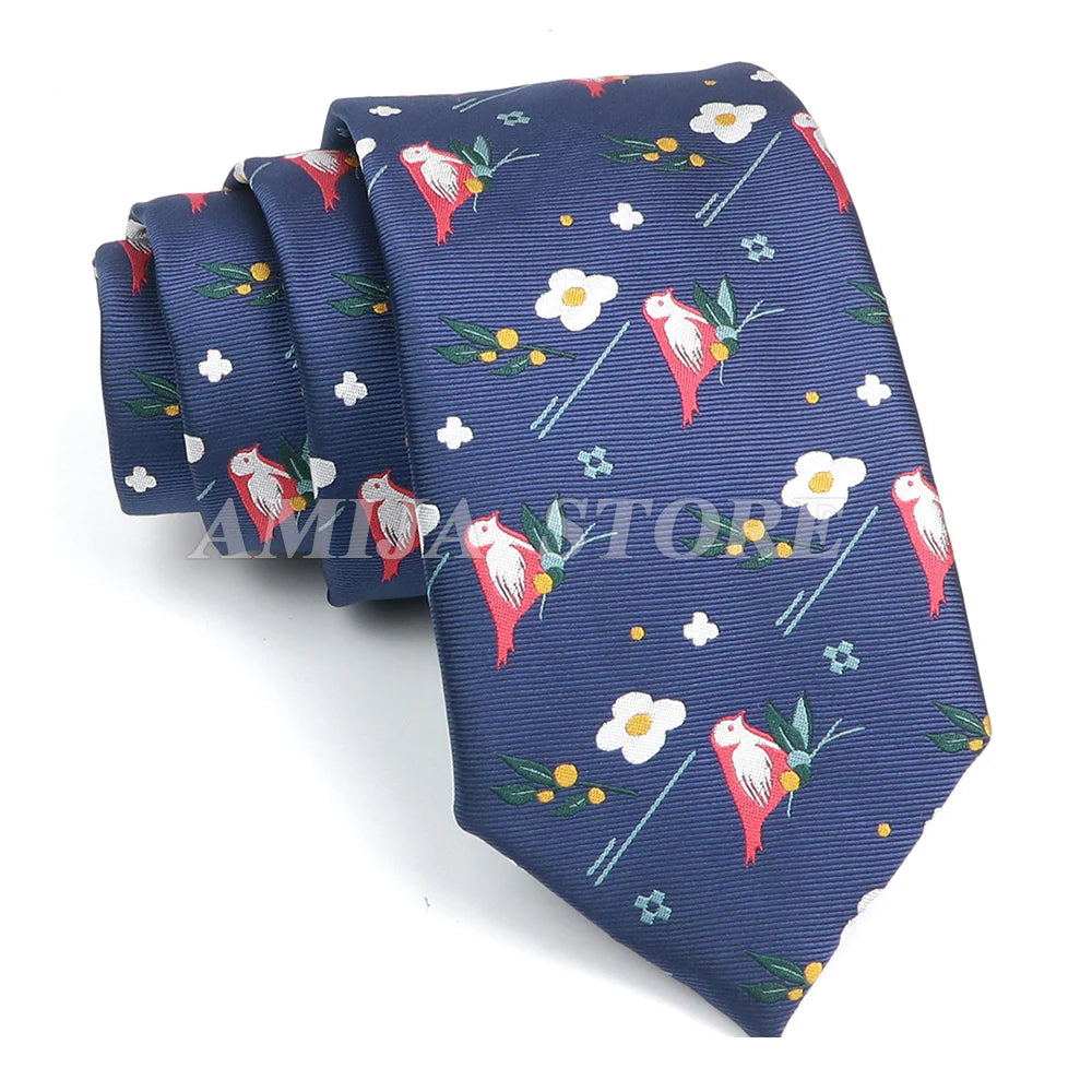 Men’s Jacquard Neck Ties 7cm – Floral & Stripe Design Necktie for Wedding, Party, Business & Daily Wear Gift