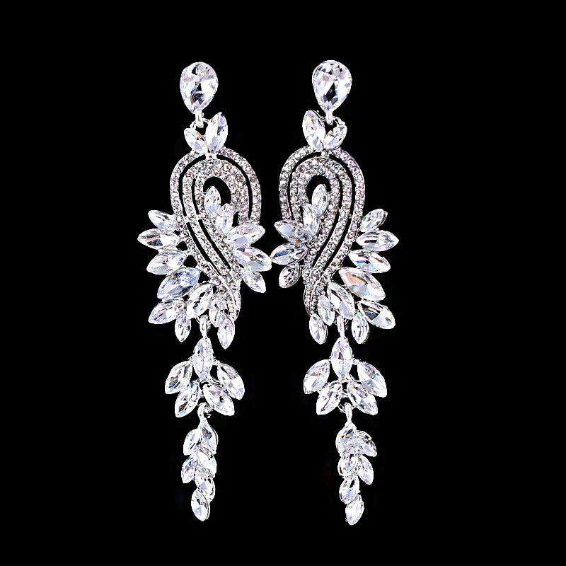 Shiny Crystal Zircon Drop Earrings for Women Geometric Tassel Vintage Pendant Fashion Jewelry