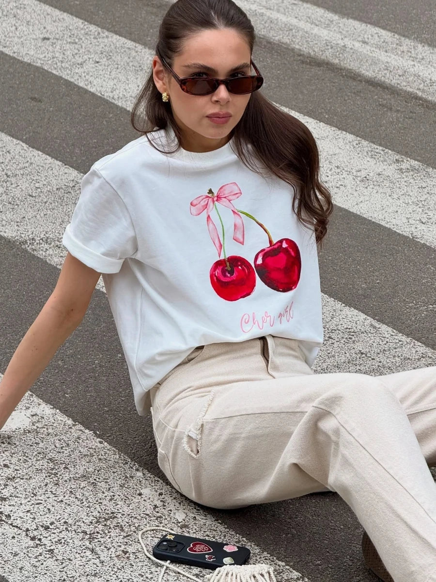 Women’s Vintage Printed T-Shirt – Casual Loose Fit