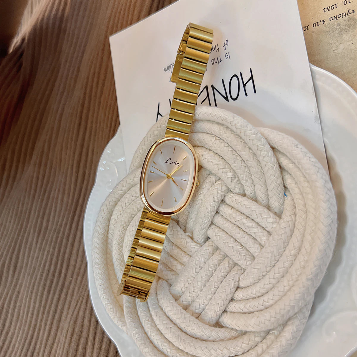 Women's Vintage Gold Bracelet Quartz Watch – Elegant & Fashionable