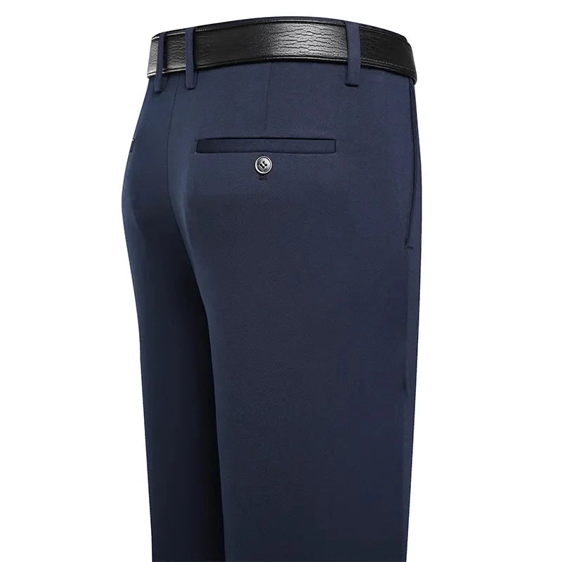 Men’s Business Casual Suit Pants – Straight Fit, Elastic Waist
