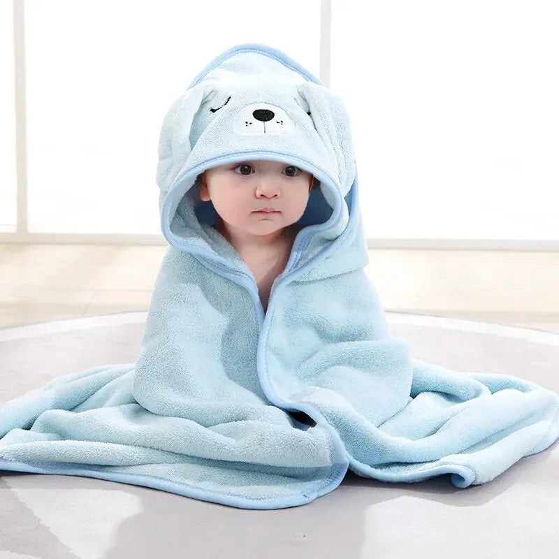 Toddler Hooded Coral Fleece Bath Towel
