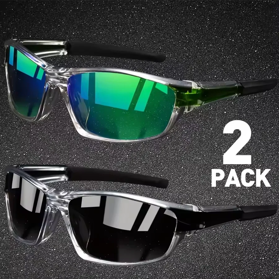 2 Pairs Men’s Sports Sunglasses for Cycling & Driving