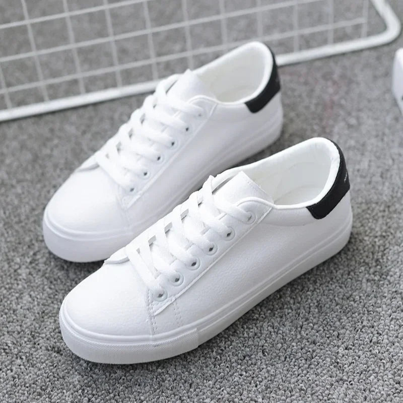 Women's Fashion Breathable Platform Sneakers – PU Leather, Lace-Up, Casual Shoes