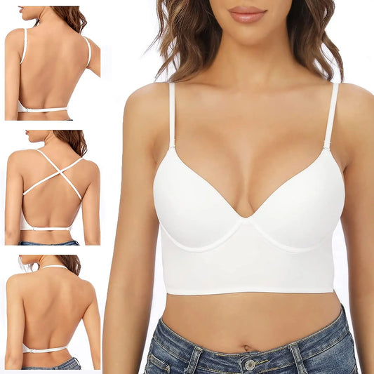 Women’s Invisible Lift-Up Bra – Seamless Deep U Plunge Backless Push-Up Lingerie