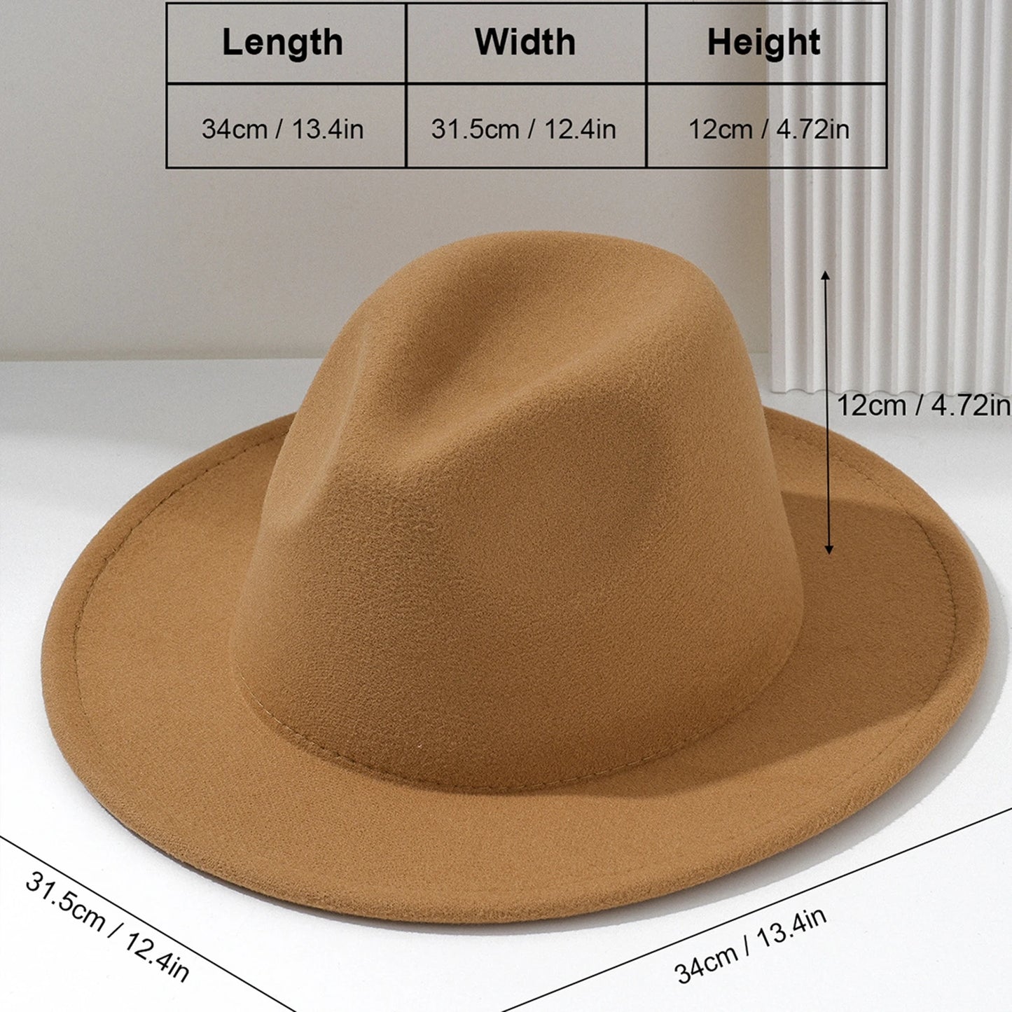 Women’s Vintage Felt Fedora – Wide Brim British Style Hat.