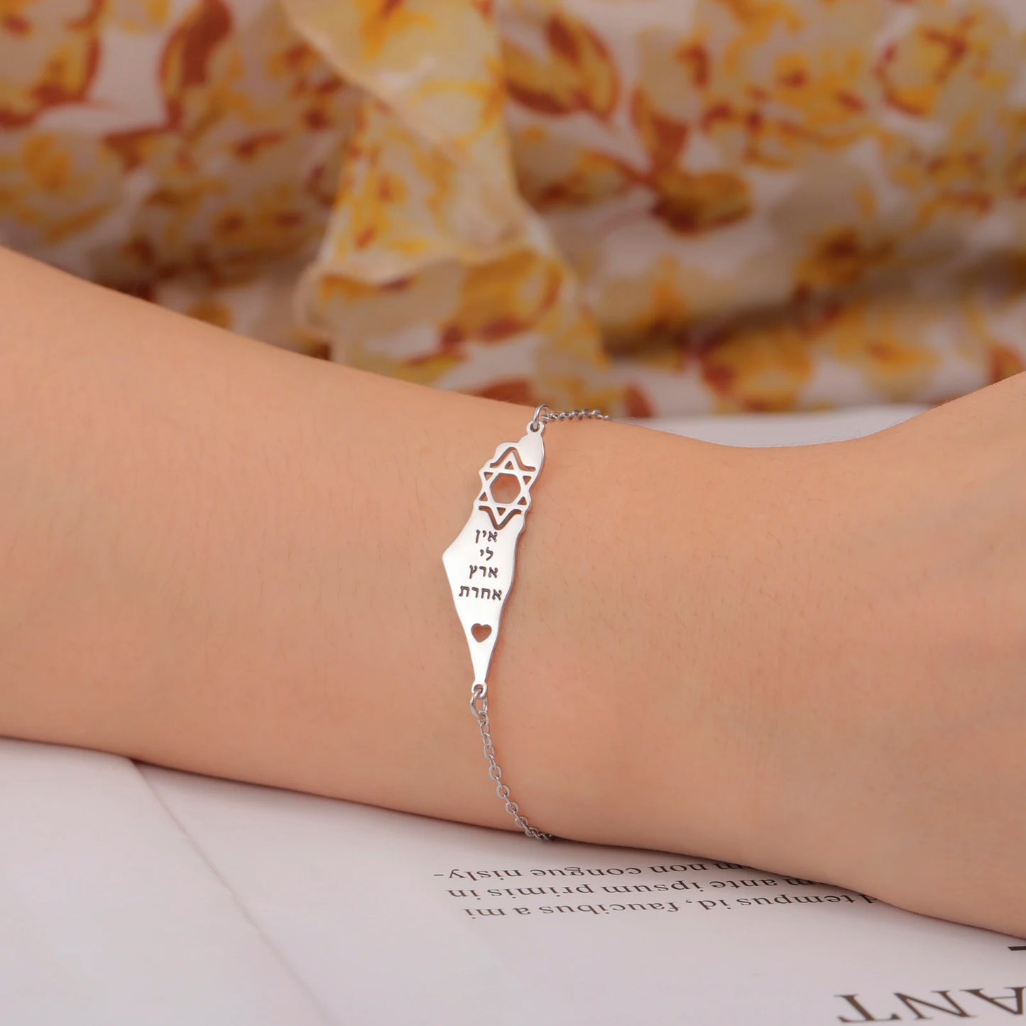 HIPEE Jewish Star of David Map Bracelet – Stainless Steel Unisex Hebrew Israel Jewelry
