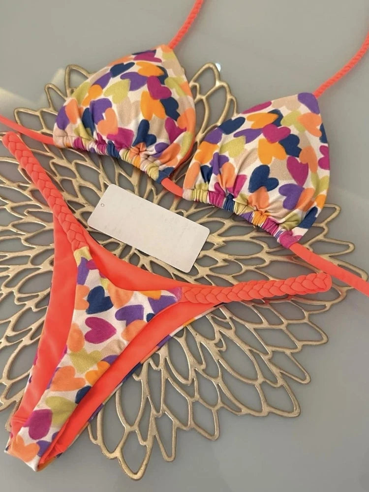 High-Waist Zebra Print Bikini – Brazilian Thong Set