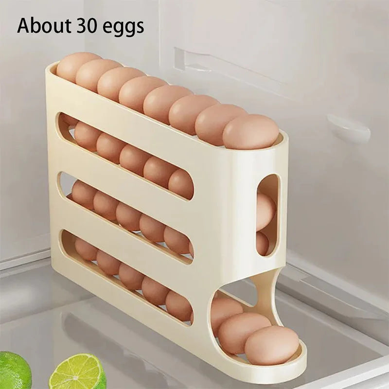 Roll-Out Egg Storage Box – Holds 30 eggs, durable & space-saving.
