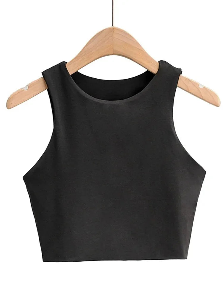 2023 Summer Women’s Slim Sleeveless Tank Tops – O-Neck, Sexy, Nylon, 6 Colors