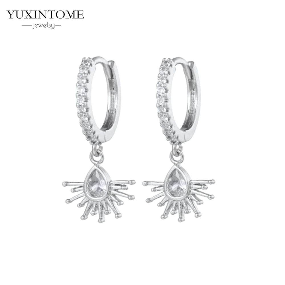 925 Sterling Silver White Zircon Tassel Hoop Earrings — Women’s Luxury Korean Fashion Jewelry 2025