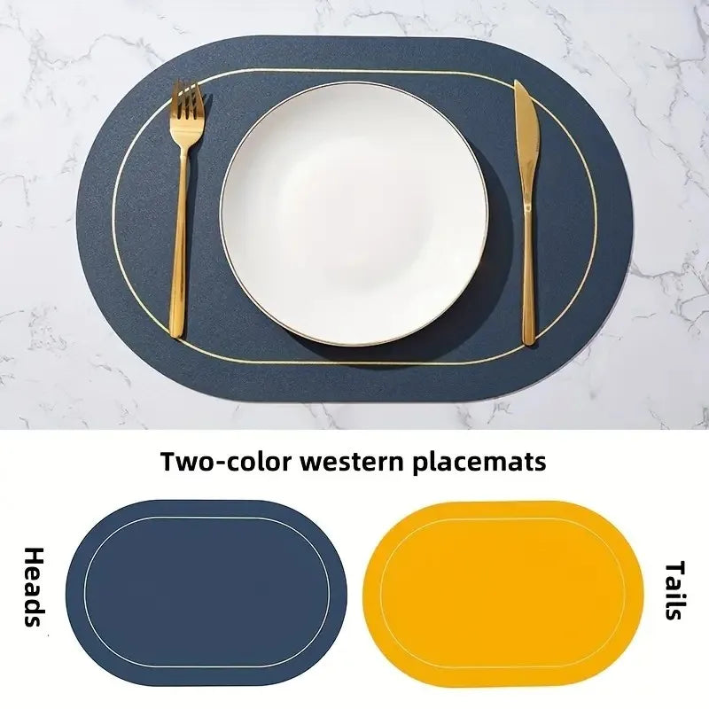 Oval Leather Placemats – Heat Resistant Washable Table Mats