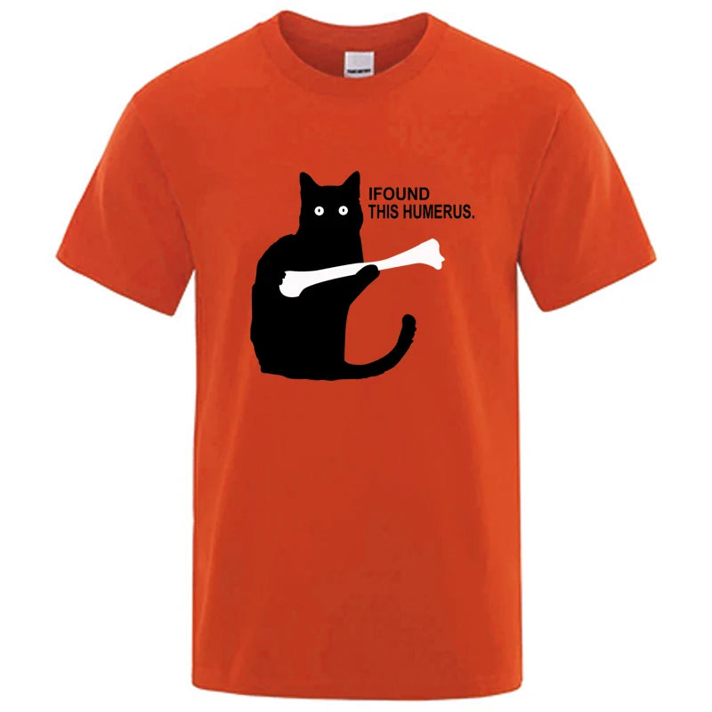 Summer Men's T-shirt High Quality 100% Cotton Funny Cat Printing Casual Cool Loose O-neck Graphic Male T Shirts for Men Tops