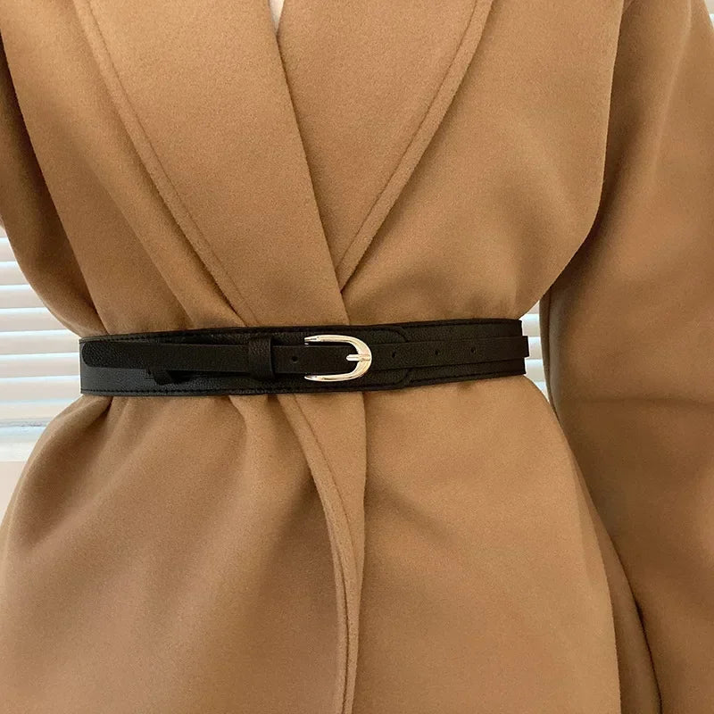 Women's Metal Buckle Corset Belt – Luxury Wrap Waistband for Shirts, Skirts & Coats