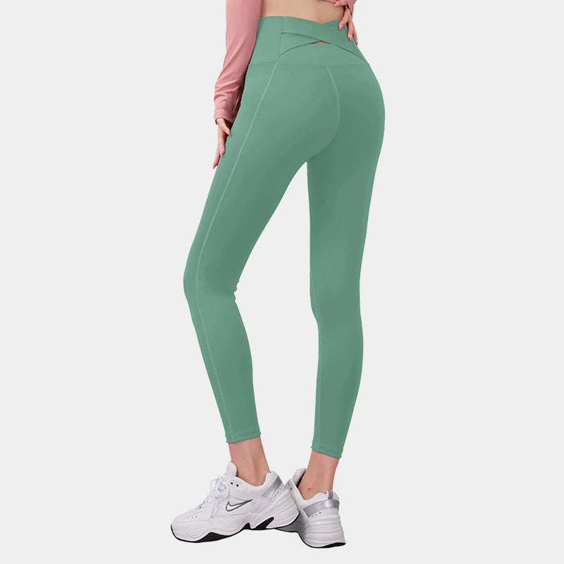 High-Waist Cross Back Seamless Yoga Leggings