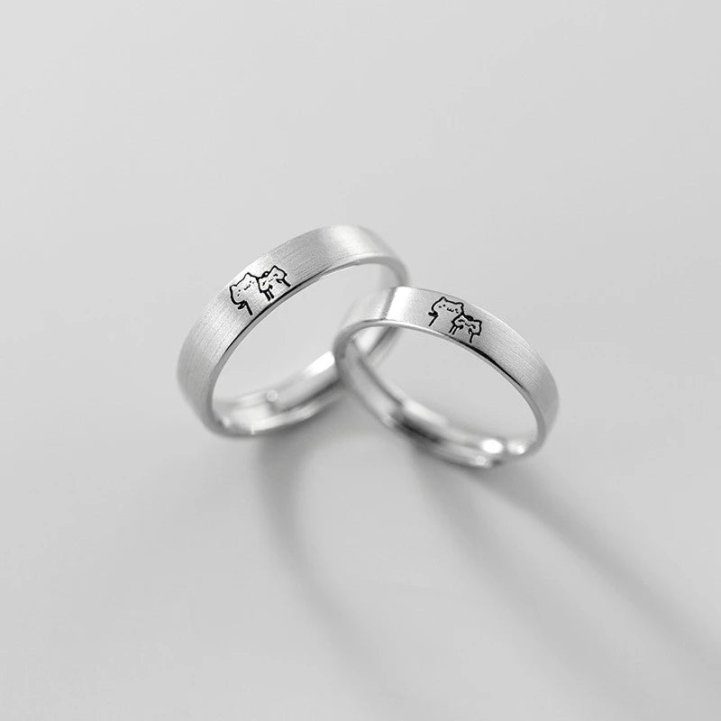 New Silver Sun & Moon Adjustable Couple Rings – Unisex Wedding Jewelry
