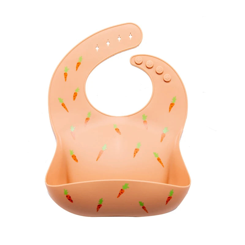 Baby Silicone Bib – Waterproof, Soft, Adjustable Feeding Bib for Toddlers, Boys & Girls