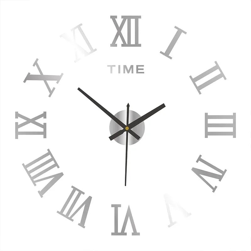 Large 3D DIY Silent Wall Clock – Modern, Punch-Free, Black/Gold/Silver