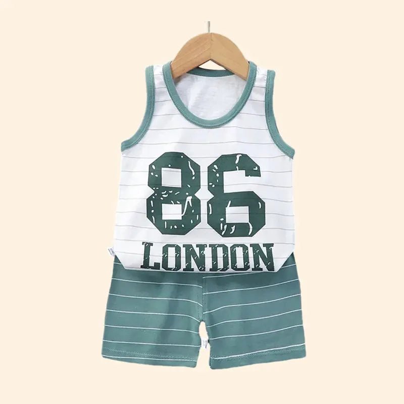 Kids Summer Clothes Set – Cotton Vest & Shorts (Unisex)