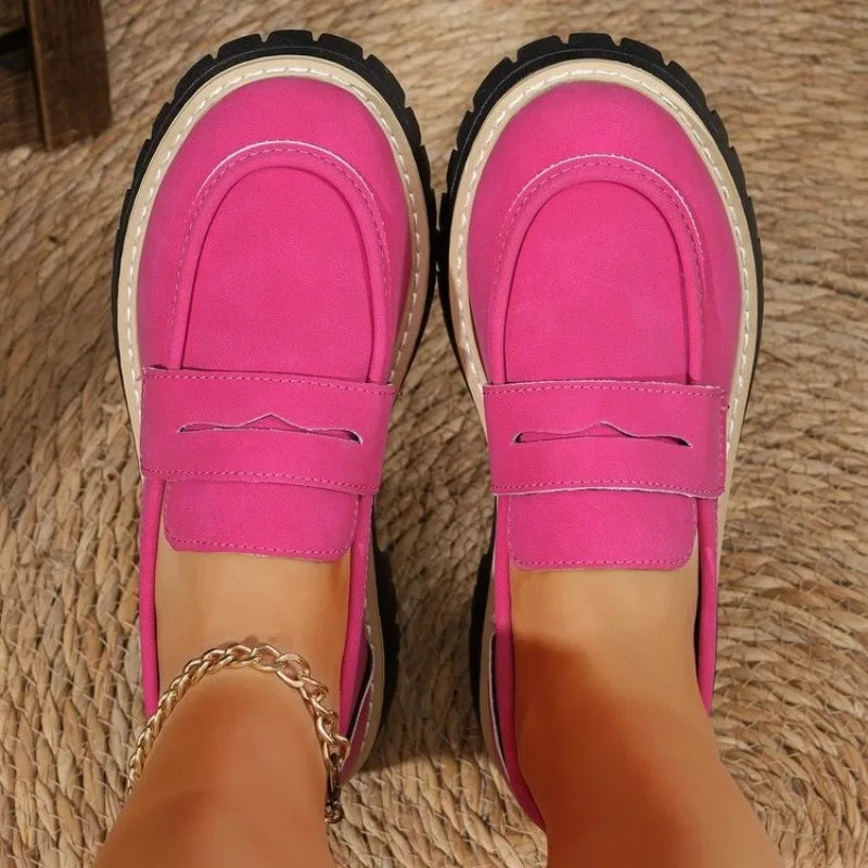 Women’s Fashion Loafers – 2025 Spring/Autumn Low-Top Thick Heel Casual Shoes (36–43)
