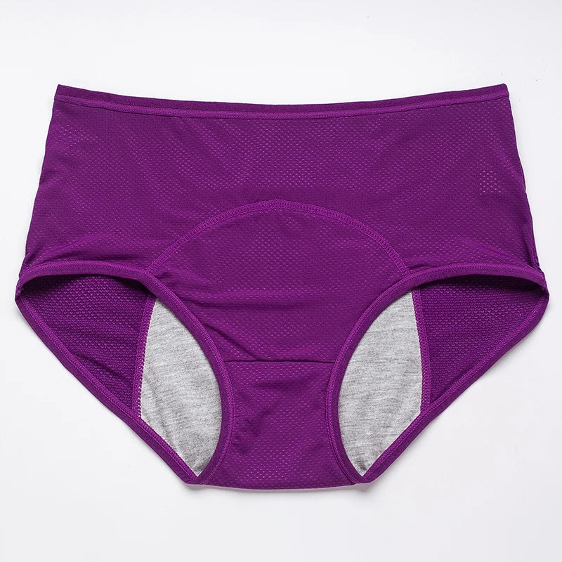 Women’s High-Waist Menstrual Panties – Cotton Leak-Proof Lingerie, Plus Size