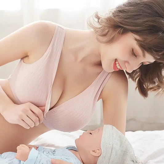 Cotton Nursing Bra – Wire free Seamless Maternity Front Open Bra