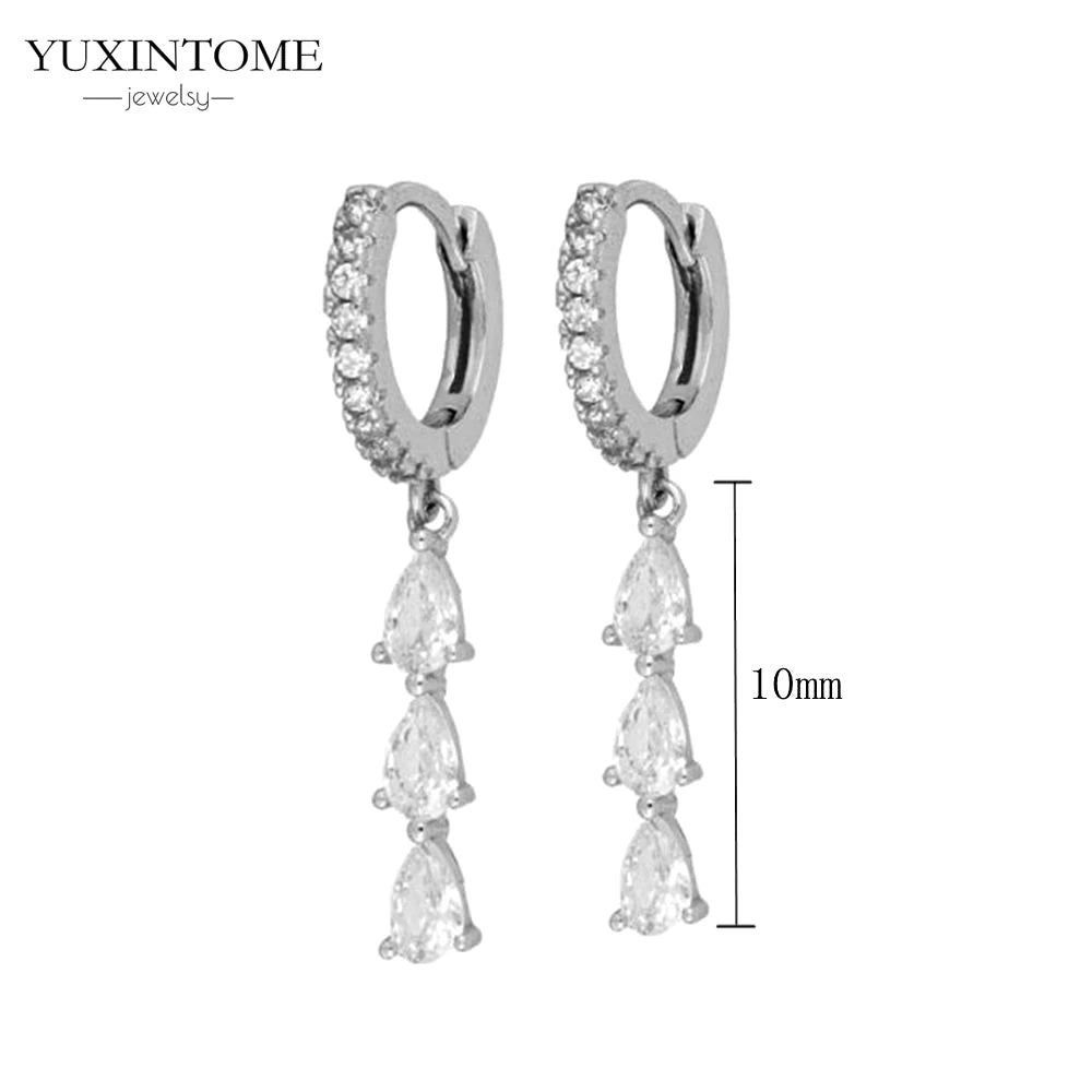 925 Sterling Silver White Zircon Tassel Hoop Earrings — Women’s Luxury Korean Fashion Jewelry 2025