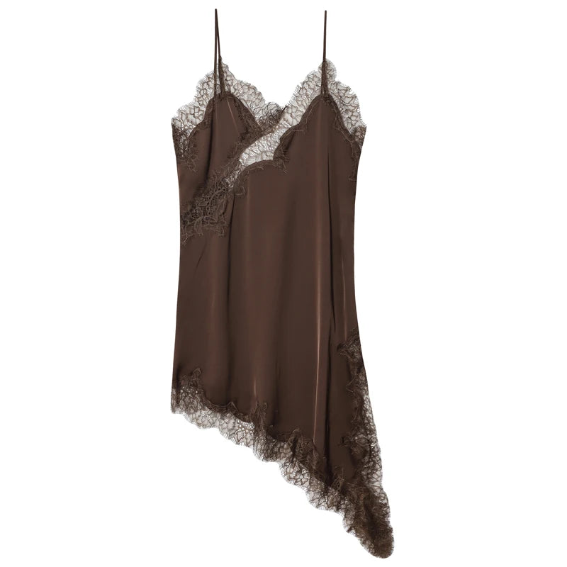 HXAO Women’s Lace Asymmetric Slip Dress – Summer 2025 Sexy Mini