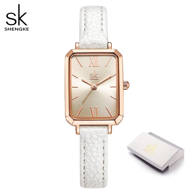 Rose Gold Mesh Watch - Shengle Women's Square Quartz