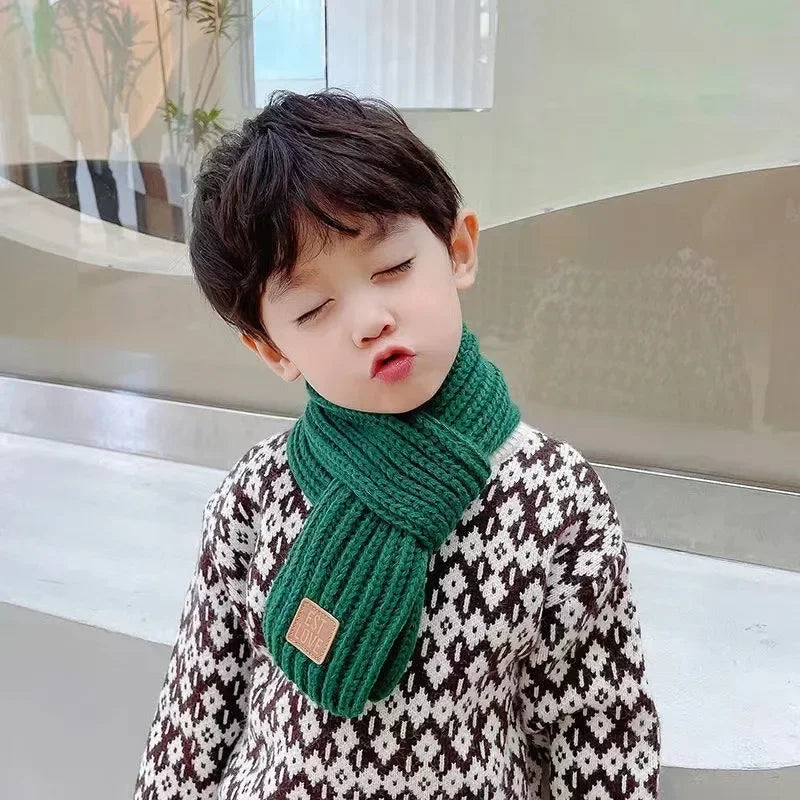 Kids' Autumn Winter Knitted Scarf – Soft Neck Warmer for Boys & Girls