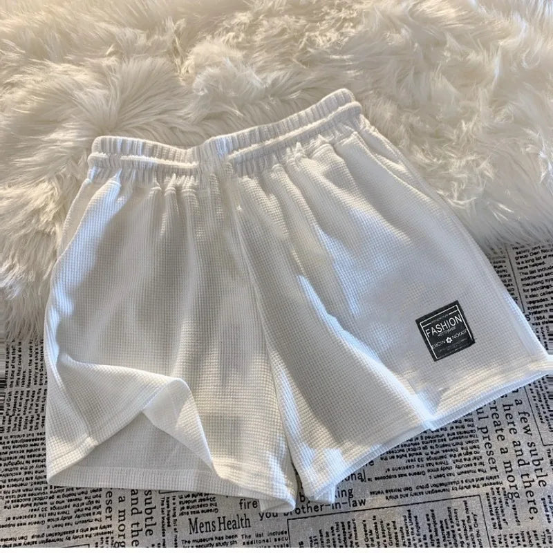 Women's Waffle Knit Summer Lounge Shorts – Casual, Loose, with Pockets