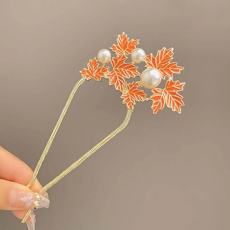 Elegant Chinese Style Floral U-Shaped Hair Clip Tassel Hair Stick Luxury Hairstyle Accessory Women Jewelry Hairpin Hairneedle