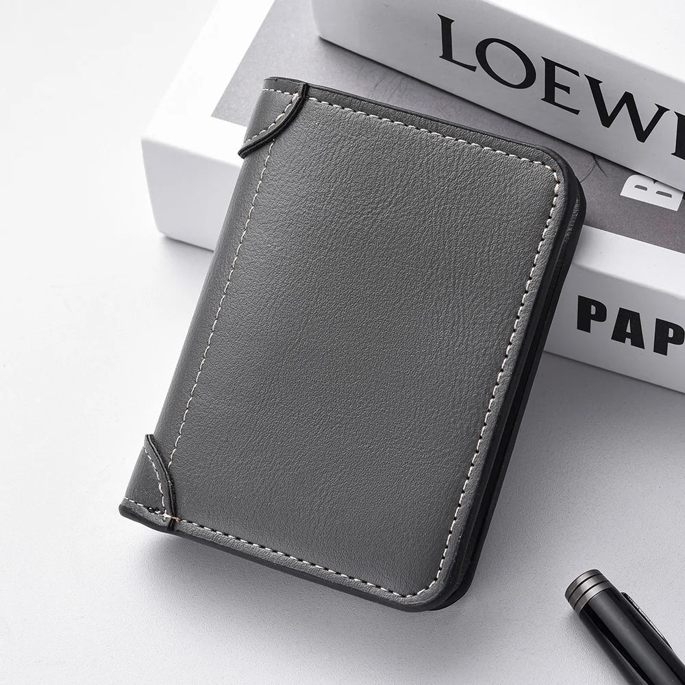 1Pc Ultra-Thin PU Leather Credit Card Holder — Mini Soft Vertical Men’s Wallet