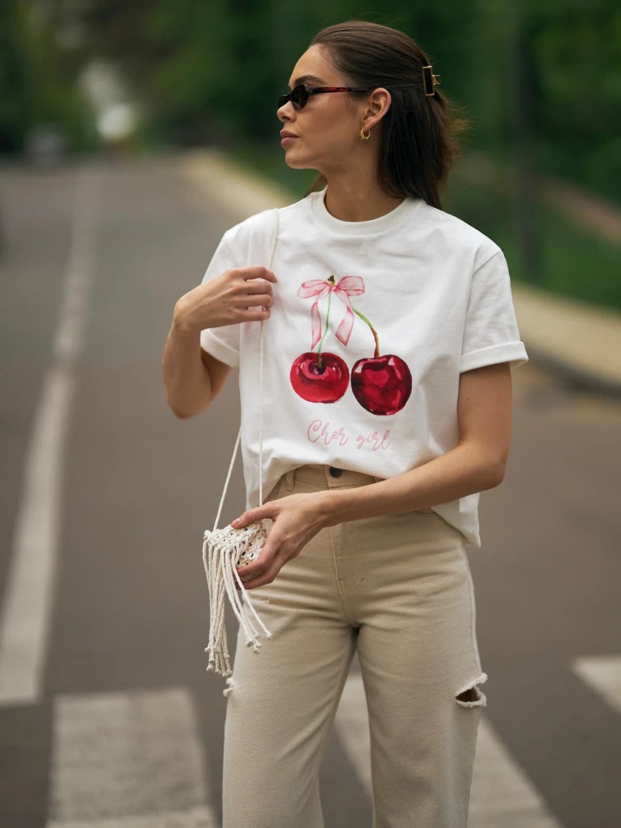 Women’s Vintage Printed T-Shirt – Casual Loose Fit