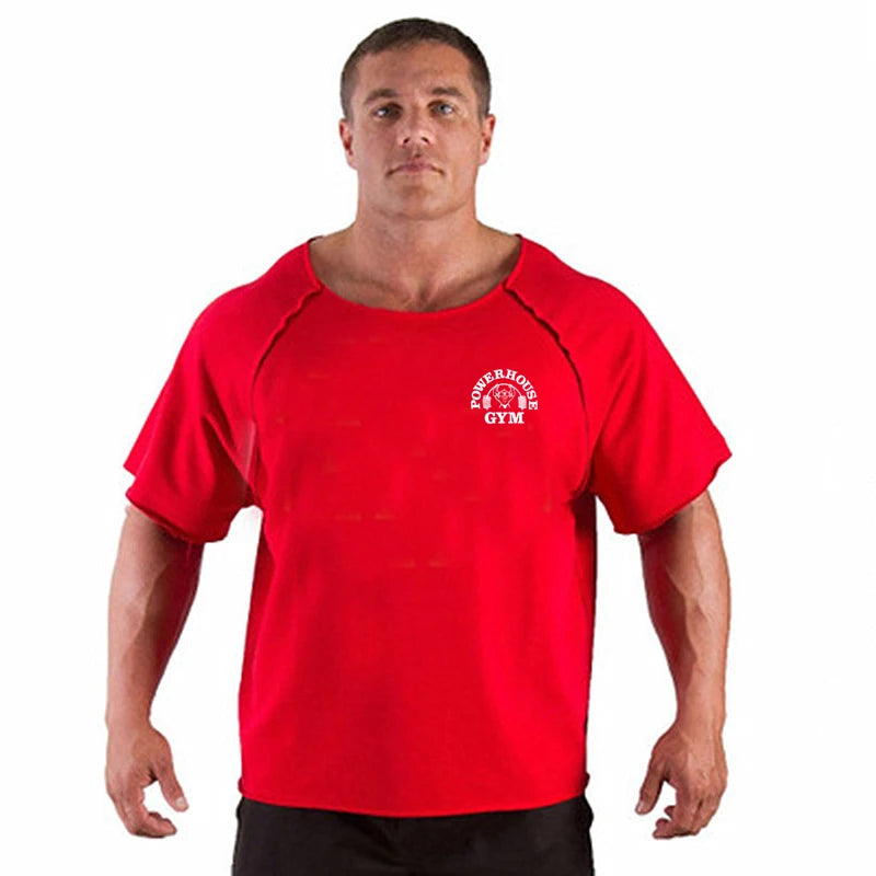 Men’s Gym & Fitness T-Shirt – Breathable, Oversized, Vintage Graphic Short Sleeve Cotton Top