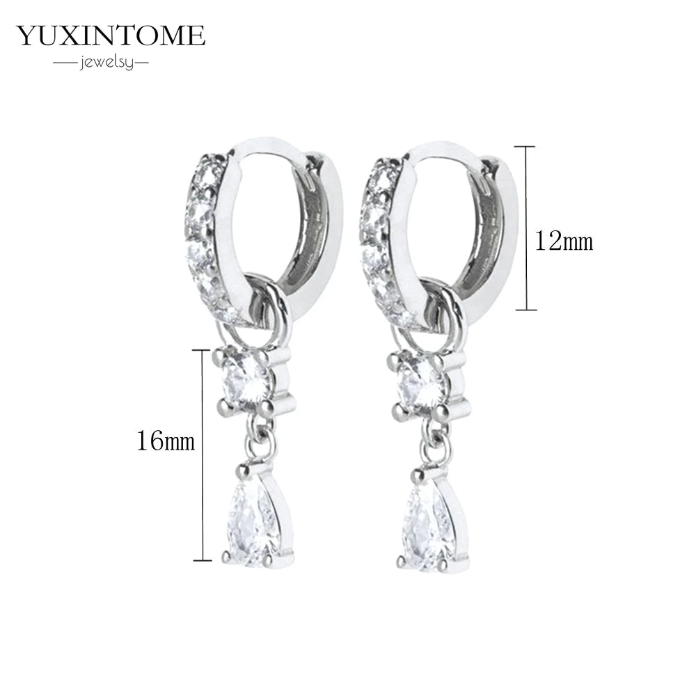 925 Sterling Silver White Zircon Tassel Hoop Earrings — Women’s Luxury Korean Fashion Jewelry 2025