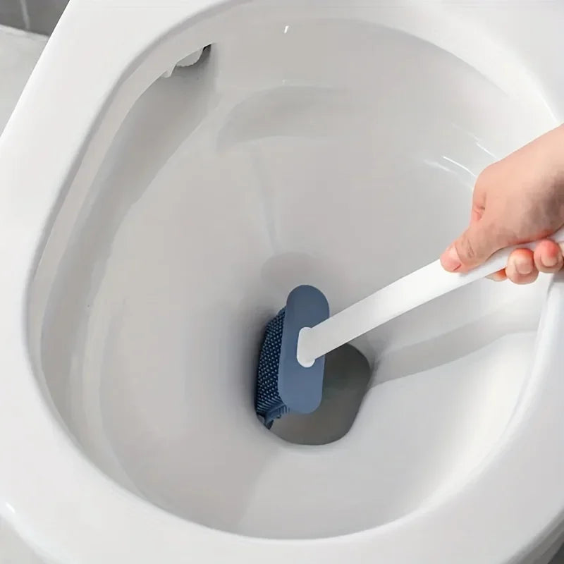 Bathroom Cleaning Set – Wall-Mounted Silicone & Long-Handle Brushes