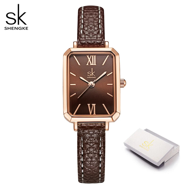 Rose Gold Mesh Watch - Shengle Women's Square Quartz