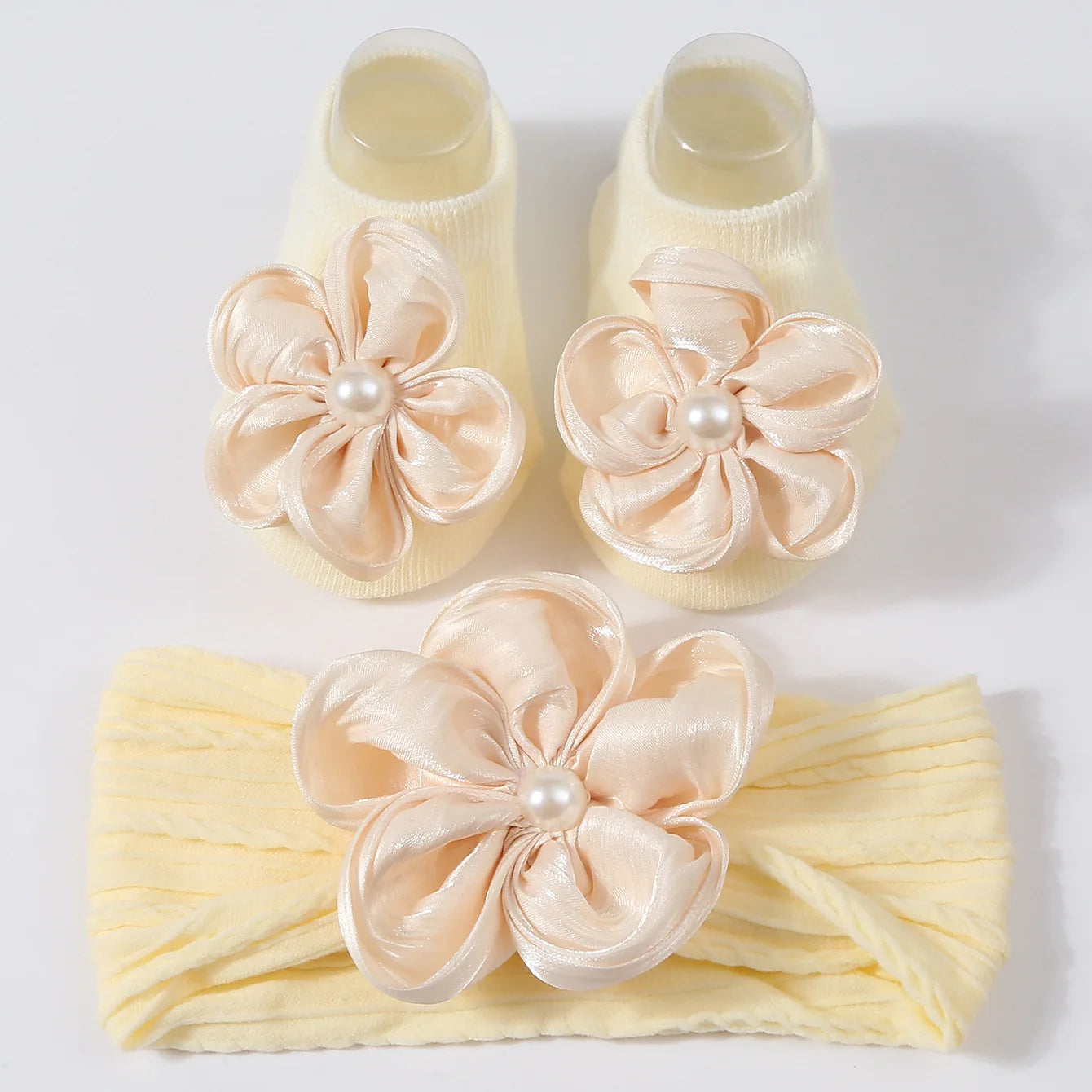 Baby Pearl Headband & Lace Socks Set (0–1Y)