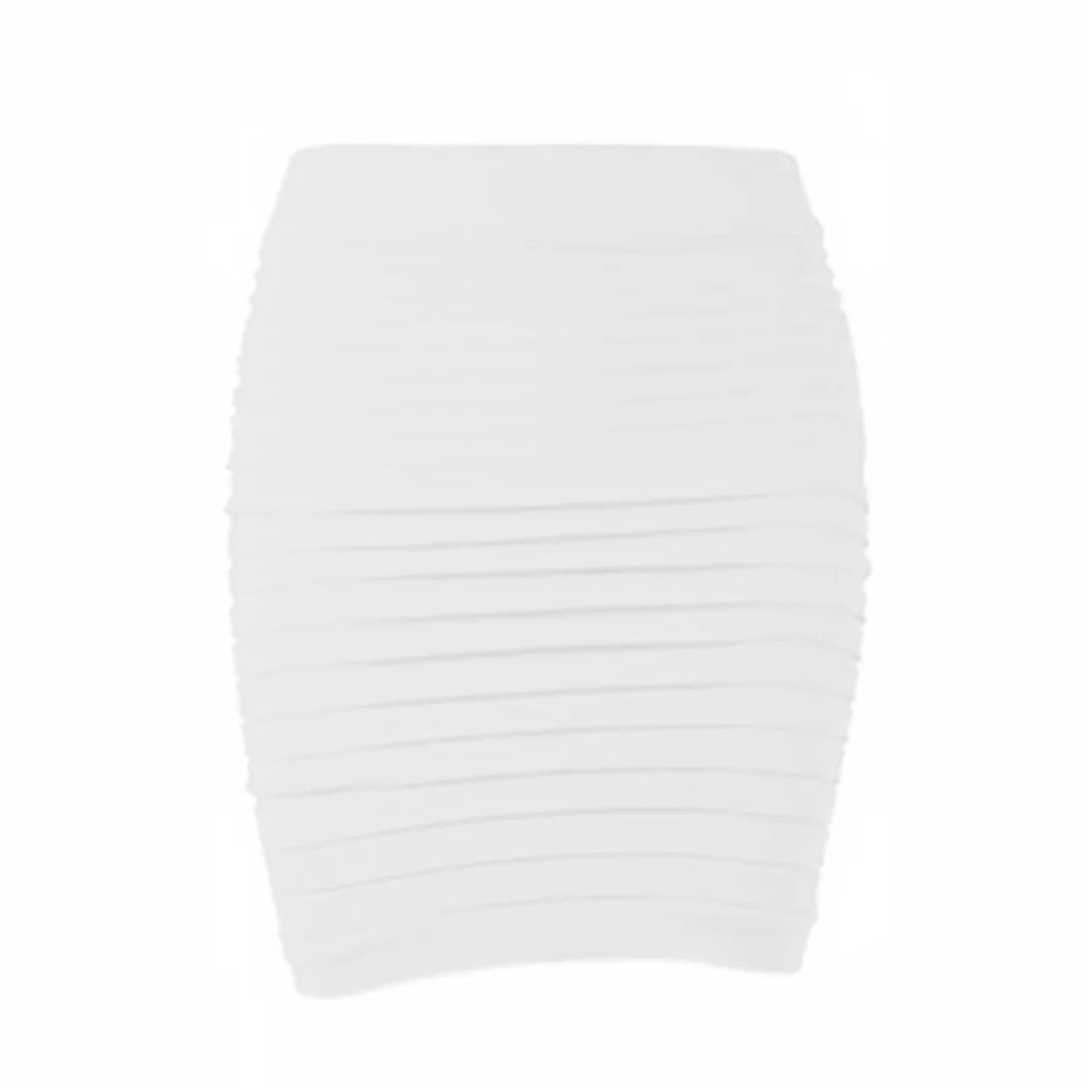 Summer Women High Waist Skirt – Solid Color Elastic Pleated Mini Skirt, Slim Draped Office Lady Pencil Skirt