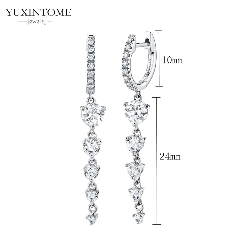 925 Sterling Silver White Zircon Tassel Hoop Earrings — Women’s Luxury Korean Fashion Jewelry 2025